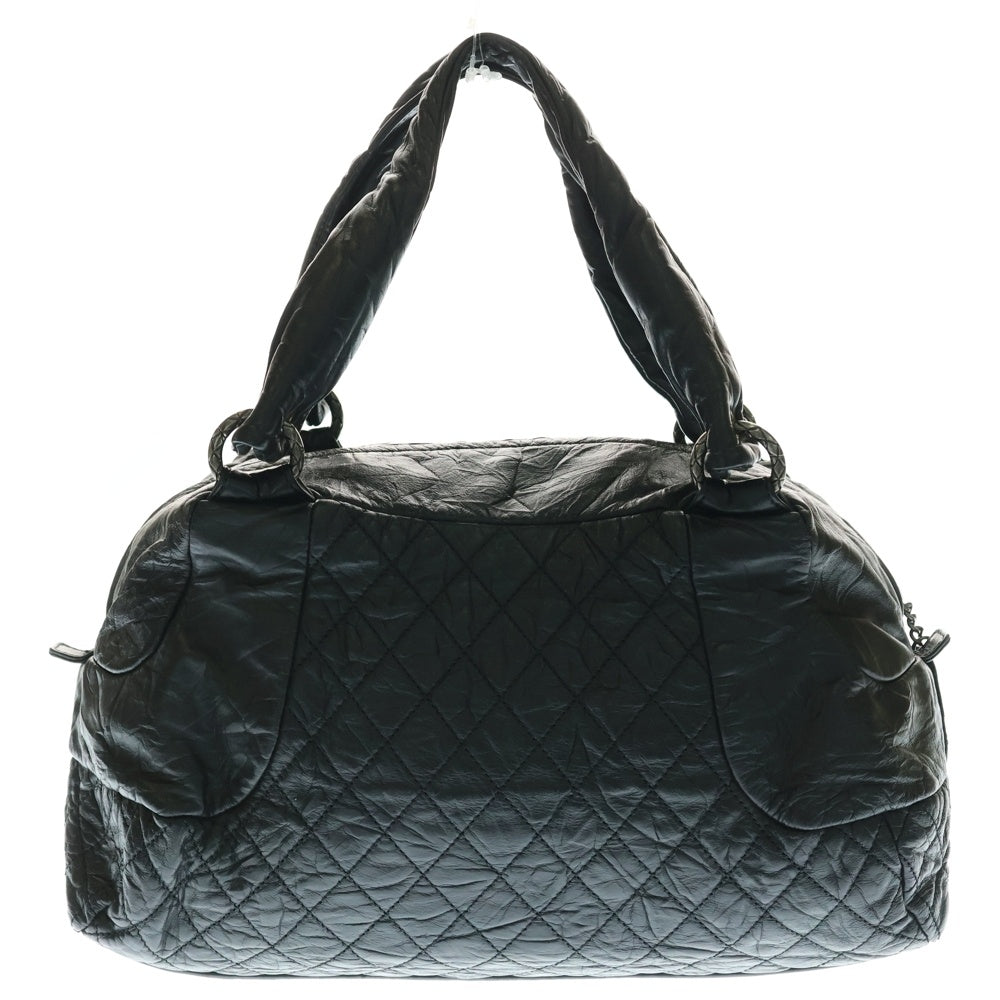 CHANEL(シャネル) マトラッセ ココマーク ラムスキン レザー ミニボストンバッグ ブラック シルバー金具