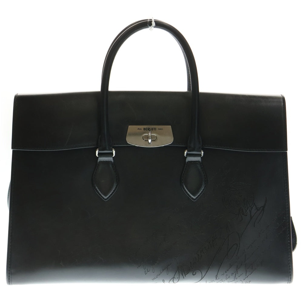 Berluti(ベルルッティ) エミーオ スクリットレザー ブリーフケース 2WAY ハンドバッグ ショルダーバッグ ブラック E_MIO_NEO-V2