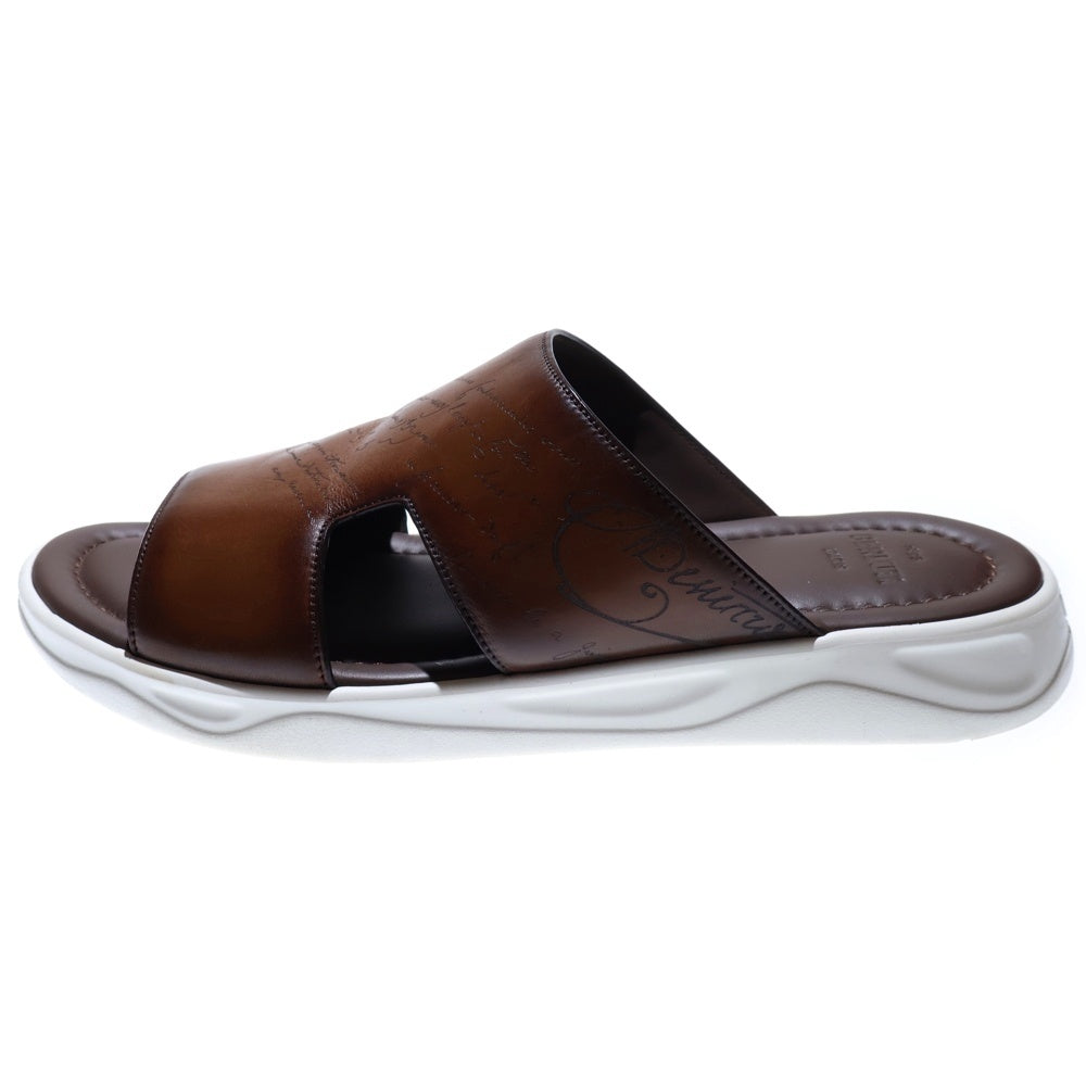 Berluti(ベルルッティ) シャドウ レザーサンダル カリグラフィー ブラウン レザー 靴