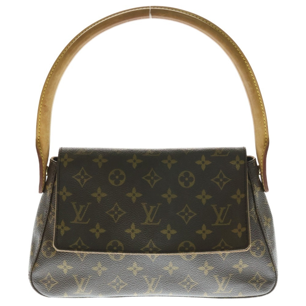 LOUIS VUITTON(ルイヴィトン) モノグラム ミニルーピング ハンドバッグ ワンショルダーバッグ ブラウン レザー×PVC ゴールド金具 M51147
