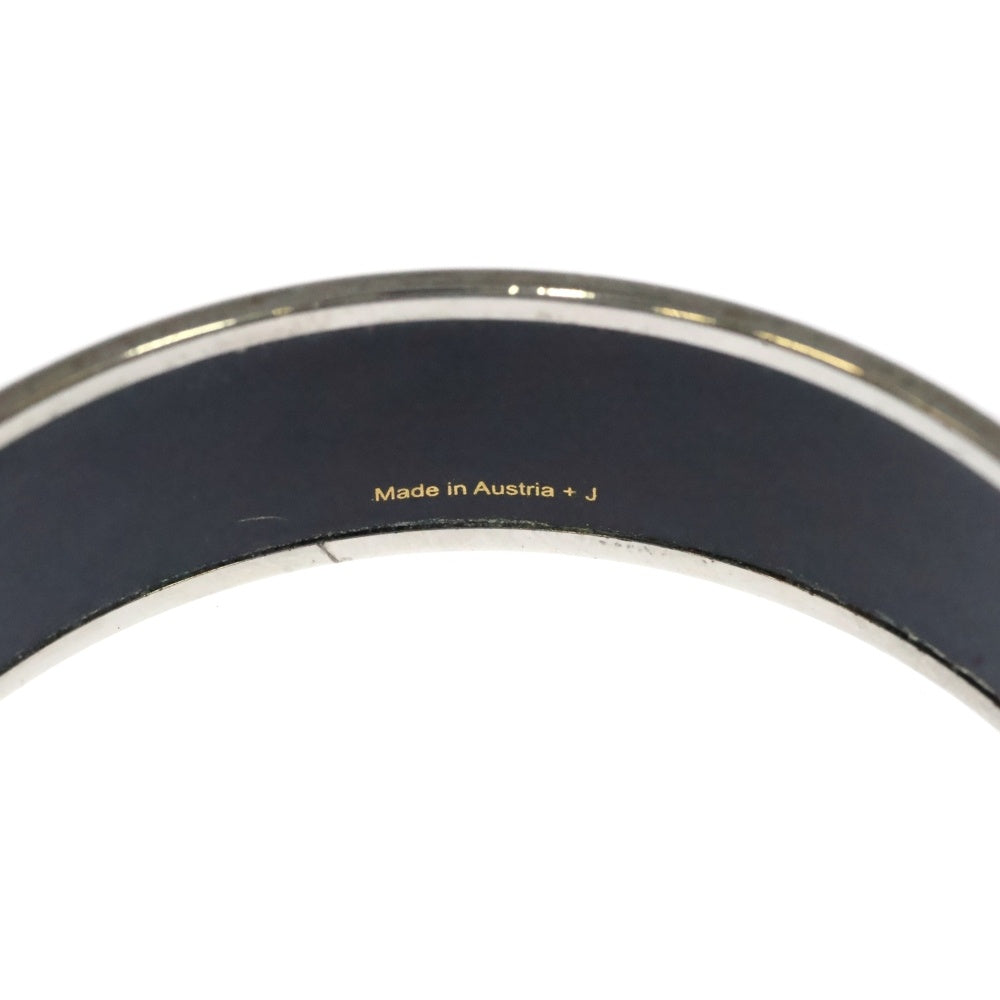 HERMES(エルメス) エマイユ ランダムロゴ バングル ブレスレット シルバー×ホワイト