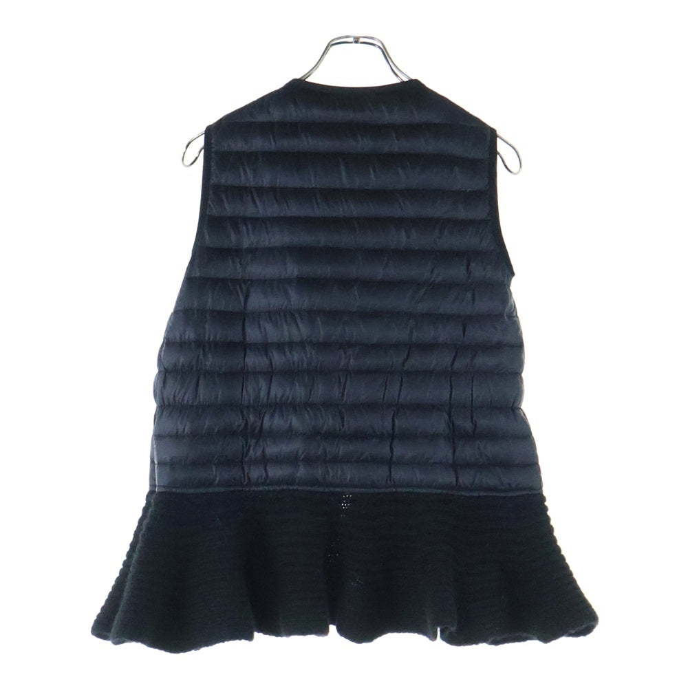 MONCLER(モンクレール) MARAISETTE マレセット ニットフリル 切り替え ノーカラー ダウンベスト ブラック レディース 32093457040553052