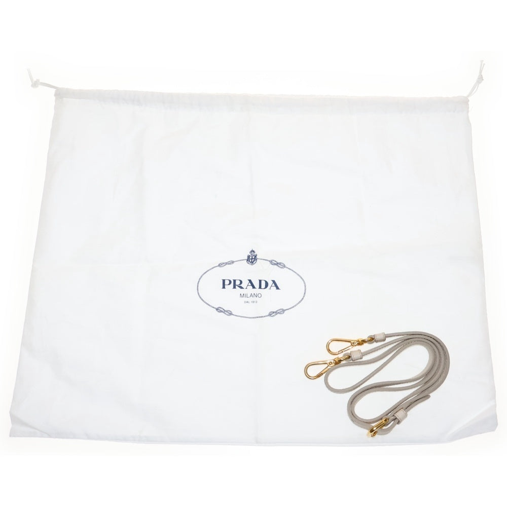 PRADA(プラダ) 2wayハンドバッグ ショルダーバッグ ミニトートバッグ ホワイト×ブラウン ゴールド金具 レザー×キャンバス BN1841