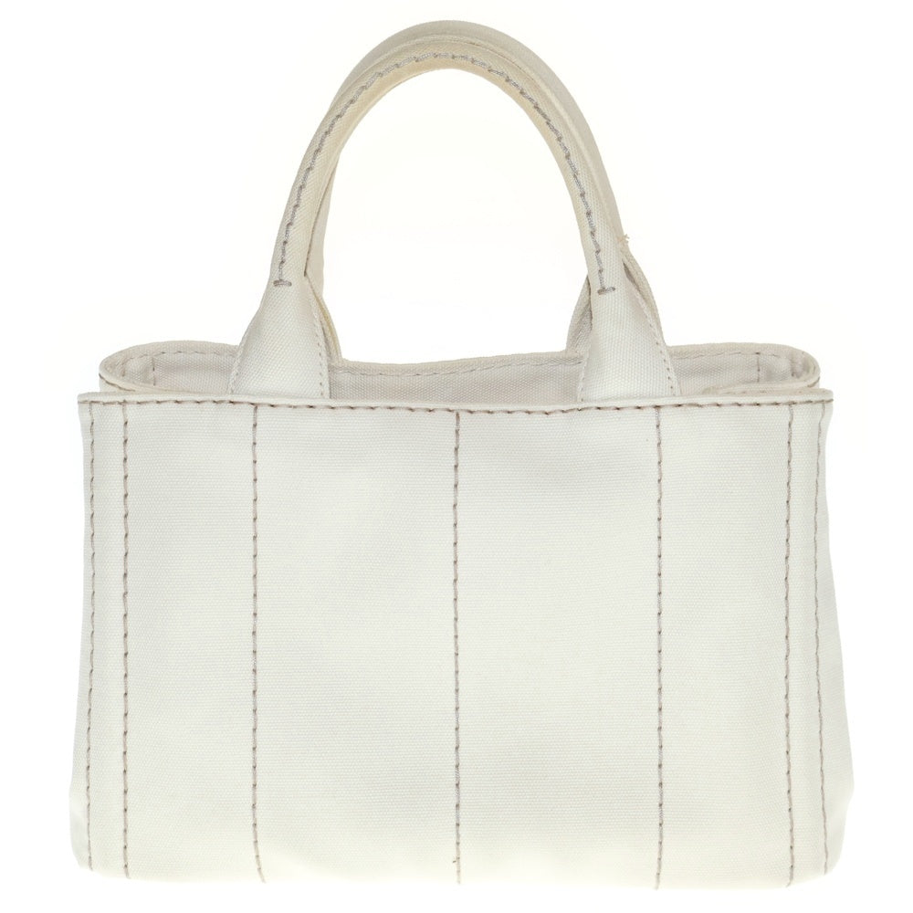 PRADA(プラダ) カナパ 2WAYバッグ ハンドバック ショルダーバッグ ミニトートバッグ ホワイト アイボリー キャンバス ゴールド金具