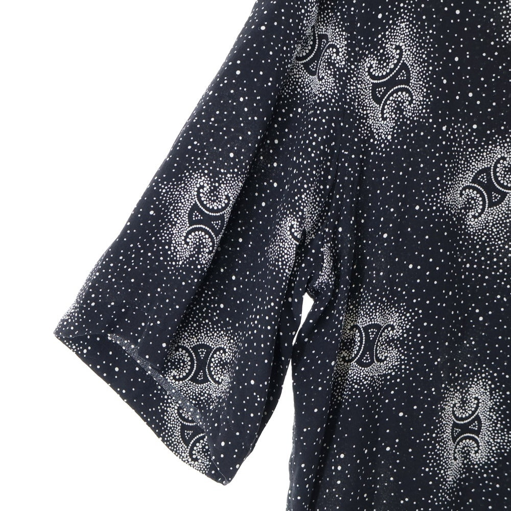 CELINE(セリーヌ) 24AW トリオンフ総柄 シルクオープンカラー半袖シャツ ブラック 2C946932W.38CE