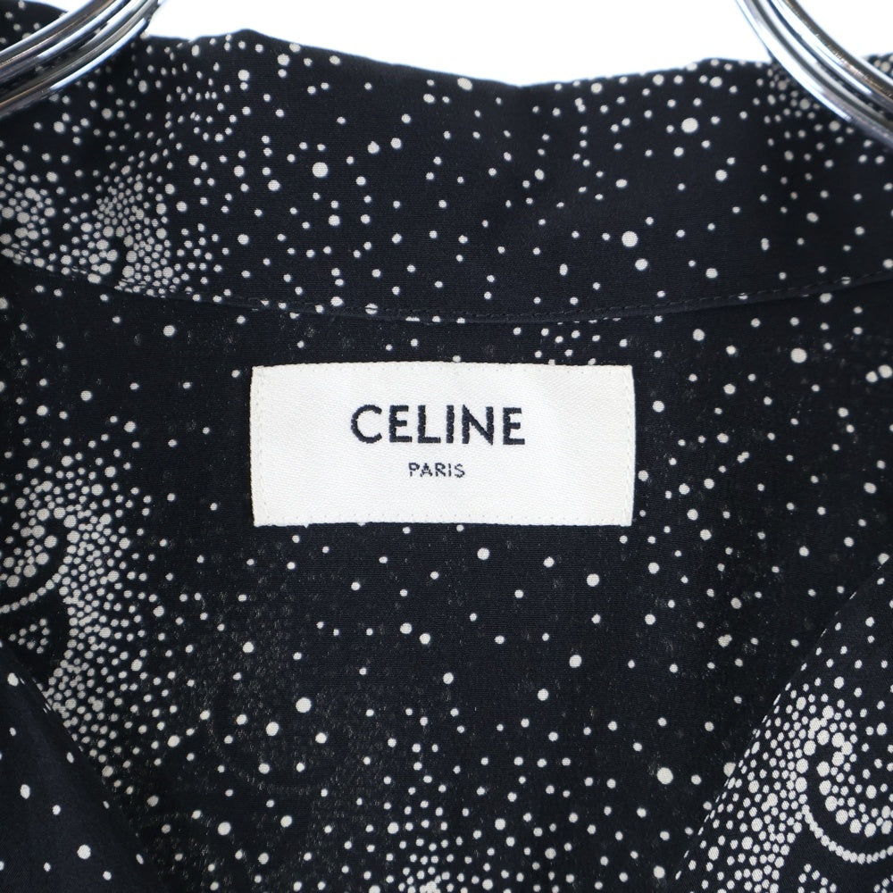 CELINE(セリーヌ) 24AW トリオンフ総柄 シルクオープンカラー半袖シャツ ブラック 2C946932W.38CE
