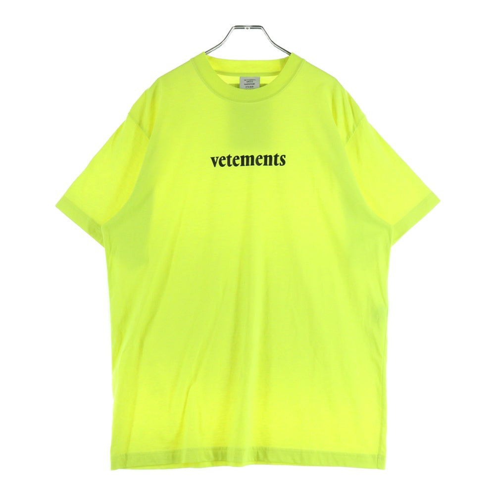 VETEMENTS(ヴェトモン) 20SS ロゴプリントバーコードパッチTシャツ 半袖カットソー ネオンイエロー SS20TR304
