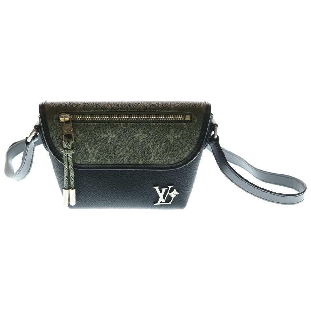 LOUIS VUITTON(ルイヴィトン) パルス・ウェアラブル ウォレット ショルダーバッグ ミニバッグ ブラック×カーキ シルバー金具 M12618