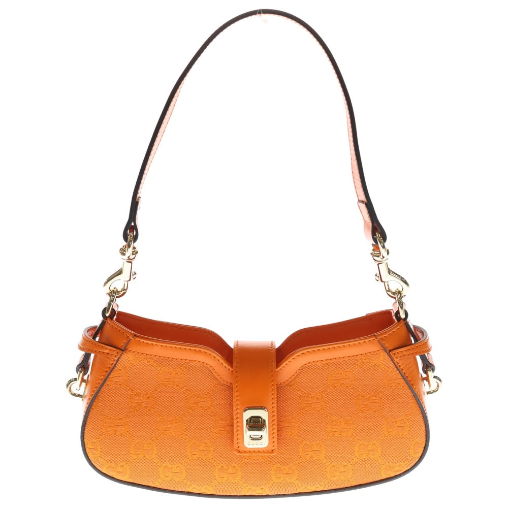 GUCCI(グッチ) GGキャンバス ムーンサイド ミニショルダーバッグ オレンジ キャンバス×レザー 786035 ゴールド金具
