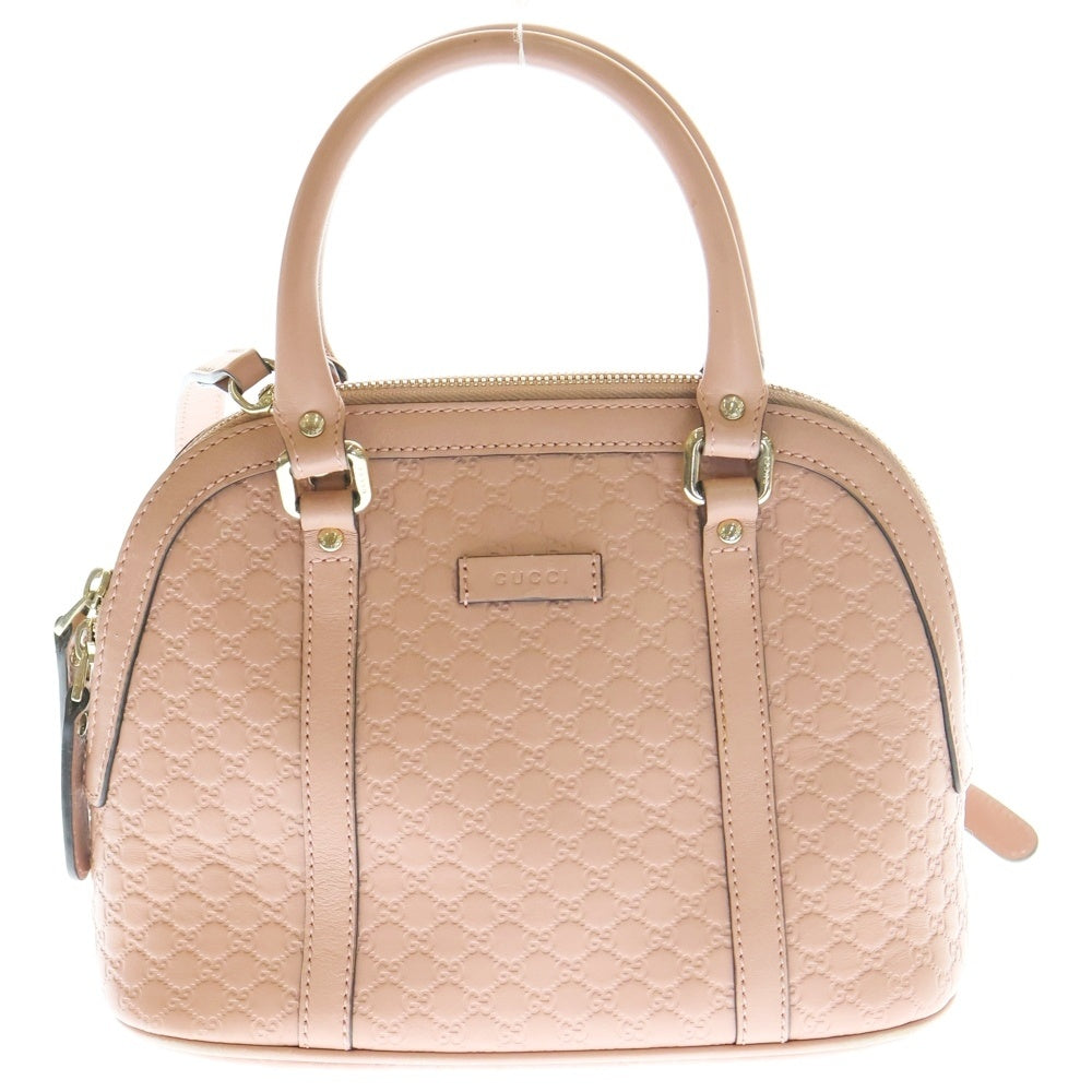 GUCCI(グッチ) マイクログッチシマ レザー 2WAY ハンド ショルダーバッグ ゴールド金具 ピンク 449654
