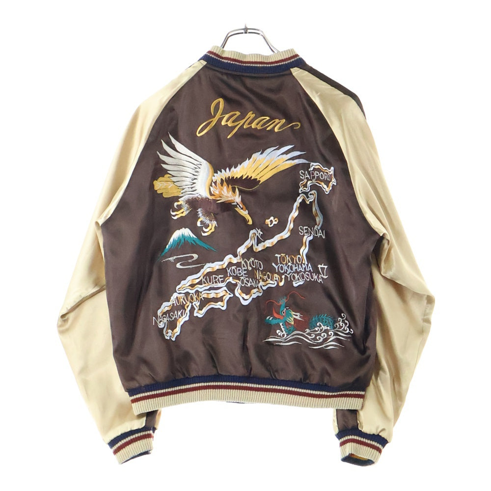 東洋エンタープライズ(トウヨウエンタープライズ) MUTANT ミュータント リバーシブル 鷲 日本地図 宇宙人 刺繍 スカジャン ジャケット ブラウン/ネイビー TT11145