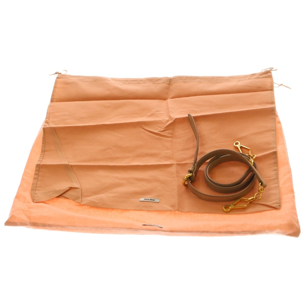 miumiu(ミュウミュウ) 2wayバック ハンドバッグ ショルダーバッグ ベージュ レザー ゴールド金具