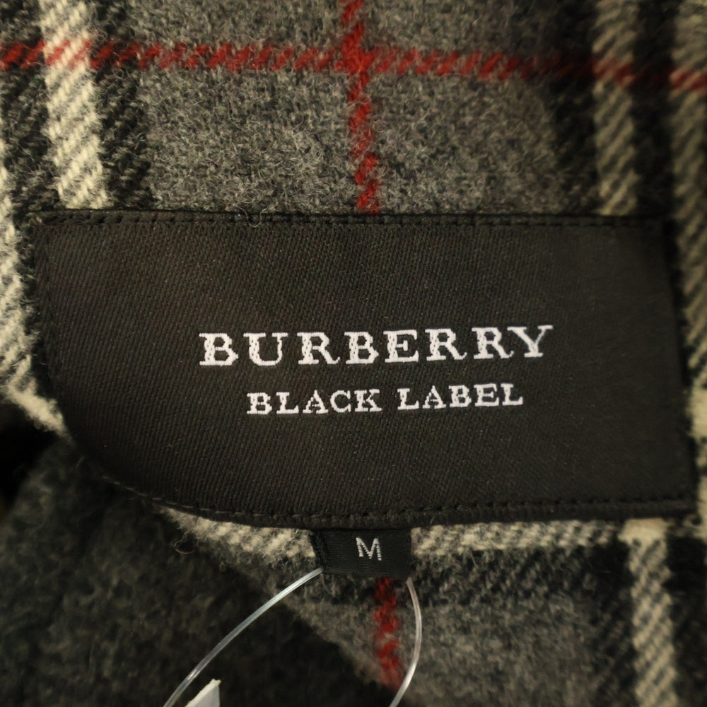 BURBERRY BLACK LABEL(バーバリー ブラックレーベル) バーバリーチェック フーデッドウールロングダッフルコート グレー BMP90-901-07