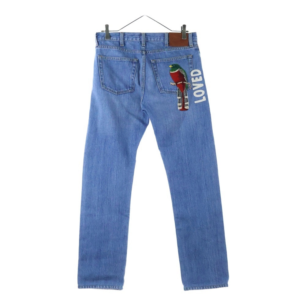 GUCCI(グッチ) LOVED 鳥刺繍 ロゴパッチ付デニムパンツ ブルー 430365 XR733