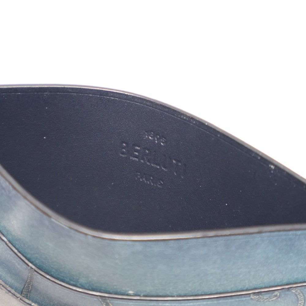 Berluti(ベルルッティ) バンブー カリグラフィ スクリットレザ- カードケース 名刺入れ ストーンデニム インディゴブルー