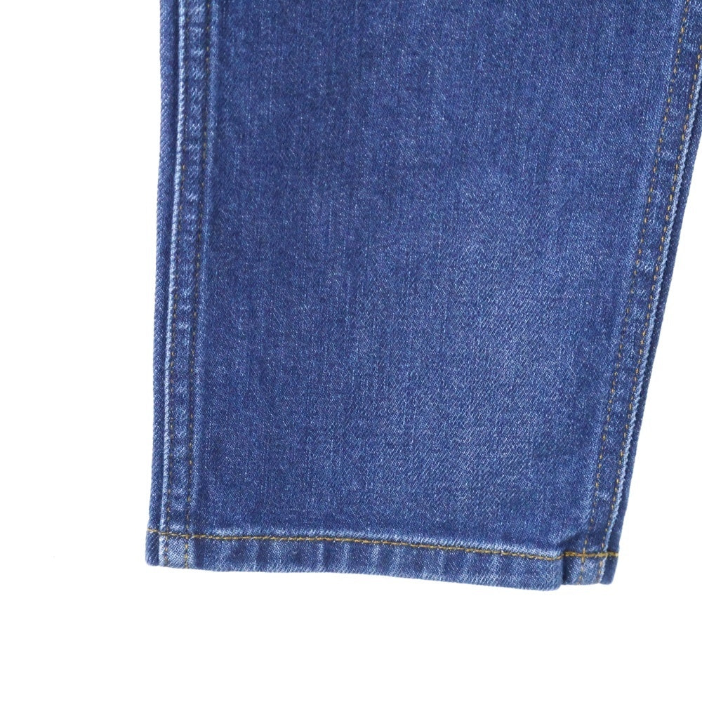 GUCCI(グッチ) ヴィンテージロゴ レザーパッチ ボタンフライ ウォッシュ加工 テーパード デニムパンツ ジーンズ インディゴ 408637