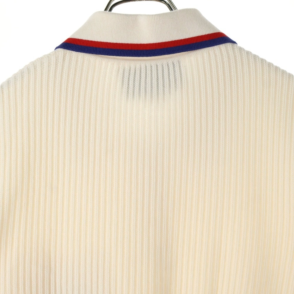 GUCCI(グッチ) ワッペンロゴ コットン リブニット 半袖 ポロシャツ セーター アイボリー 692863