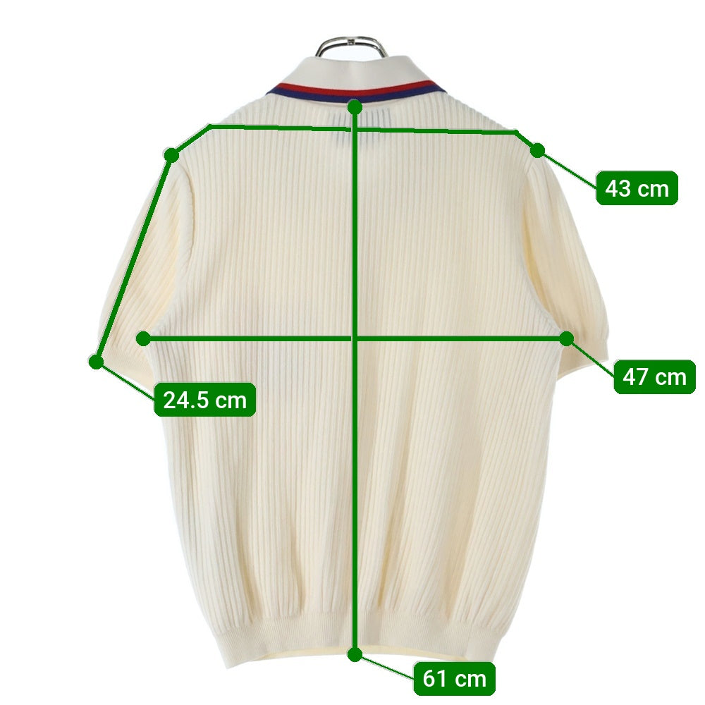 GUCCI(グッチ) ワッペンロゴ コットン リブニット 半袖 ポロシャツ セーター アイボリー 692863