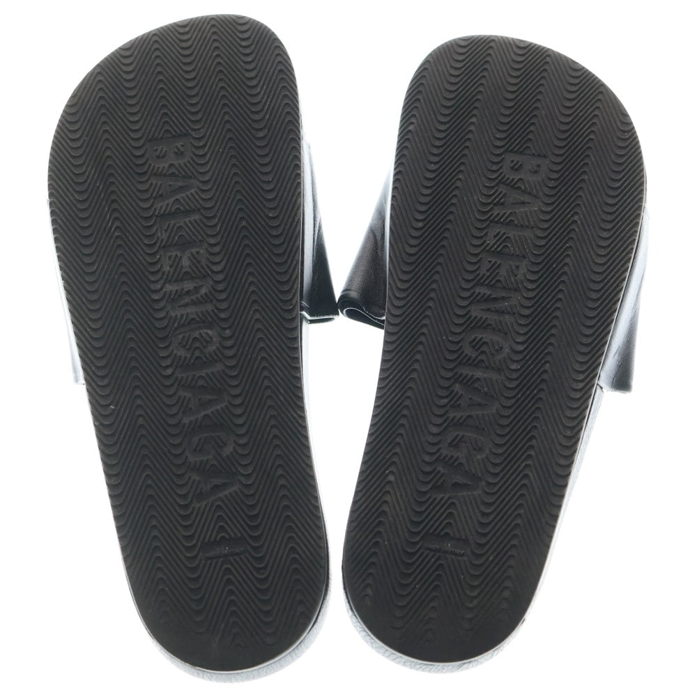 BALENCIAGA(バレンシアガ) POOL ロゴプリント スライドサンダル ブラック レザー #41 530501 メンズ