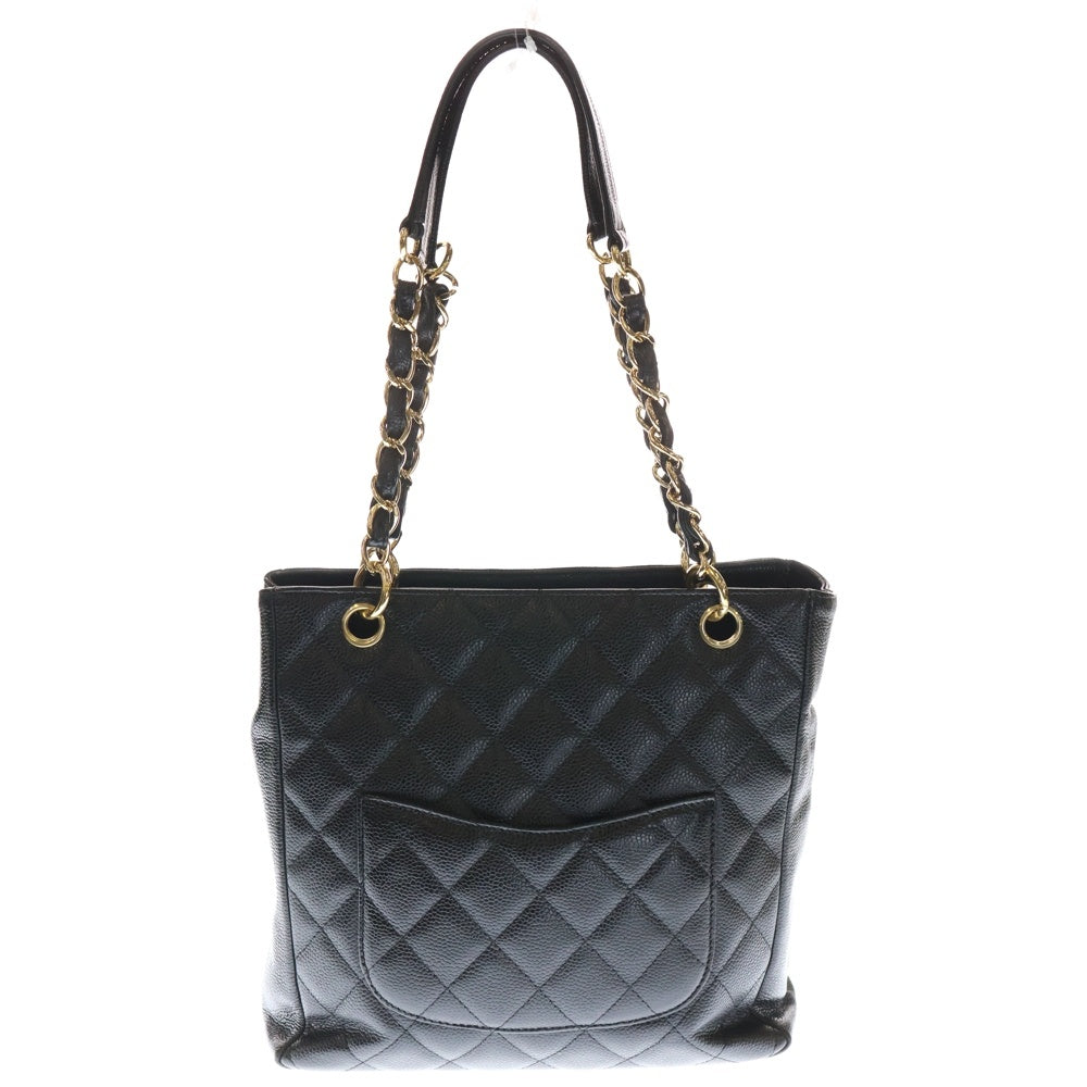 CHANEL(シャネル) PST チェーントートバック ブラック キャビアスキン ゴールド金具