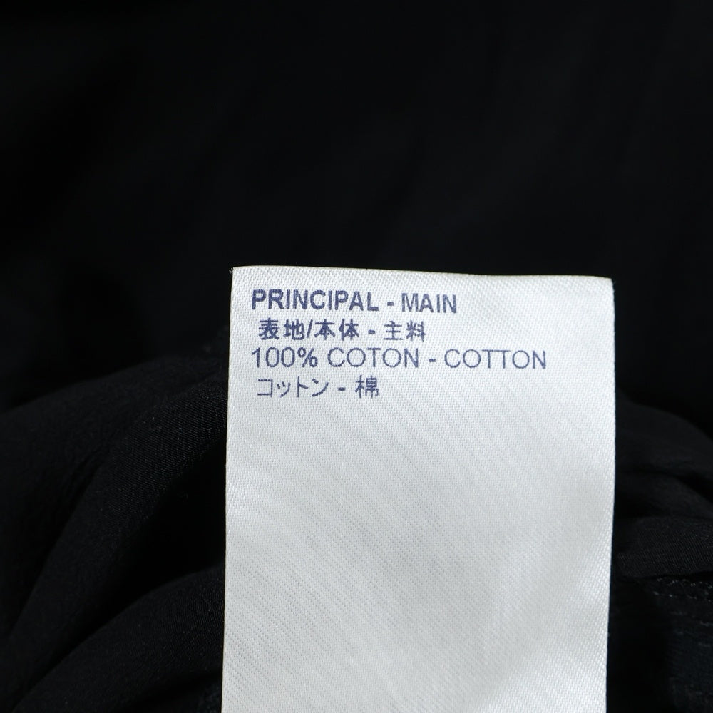 LOUIS VUITTON(ルイヴィトン) 20SS ワッペンロゴ モノグラム柄切り替え シルク ドローストリング クルーネック 半袖 カットソー ワンピース ブラック レディース RW201A JG2 FIDB16