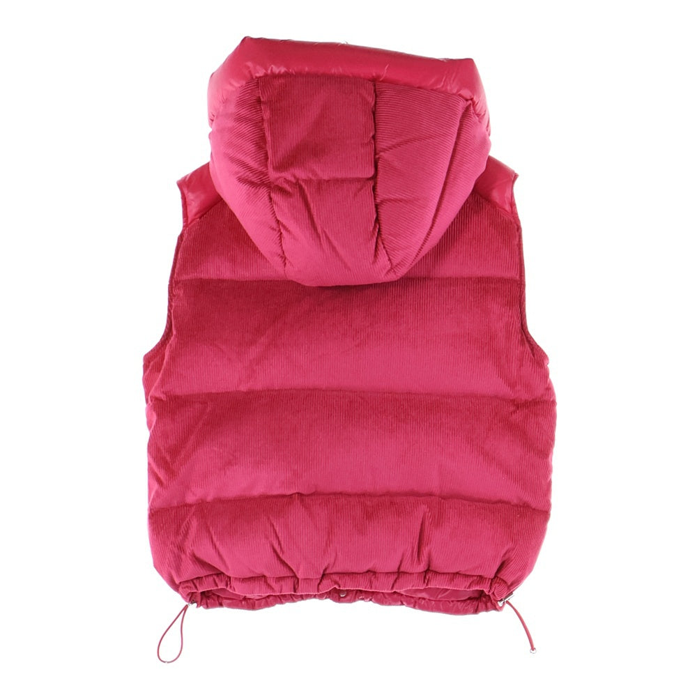 MONCLER(モンクレール) EAU オー ワッペンロゴ コーデュロイ切り替え フーデッド スナップボタン ダウンベスト ピンク レディース H20931A00127 596CS