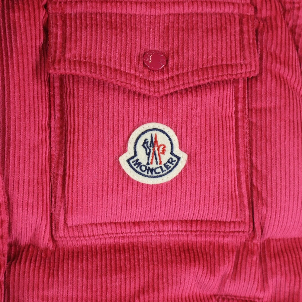 MONCLER(モンクレール) EAU オー ワッペンロゴ コーデュロイ切り替え フーデッド スナップボタン ダウンベスト ピンク レディース H20931A00127 596CS