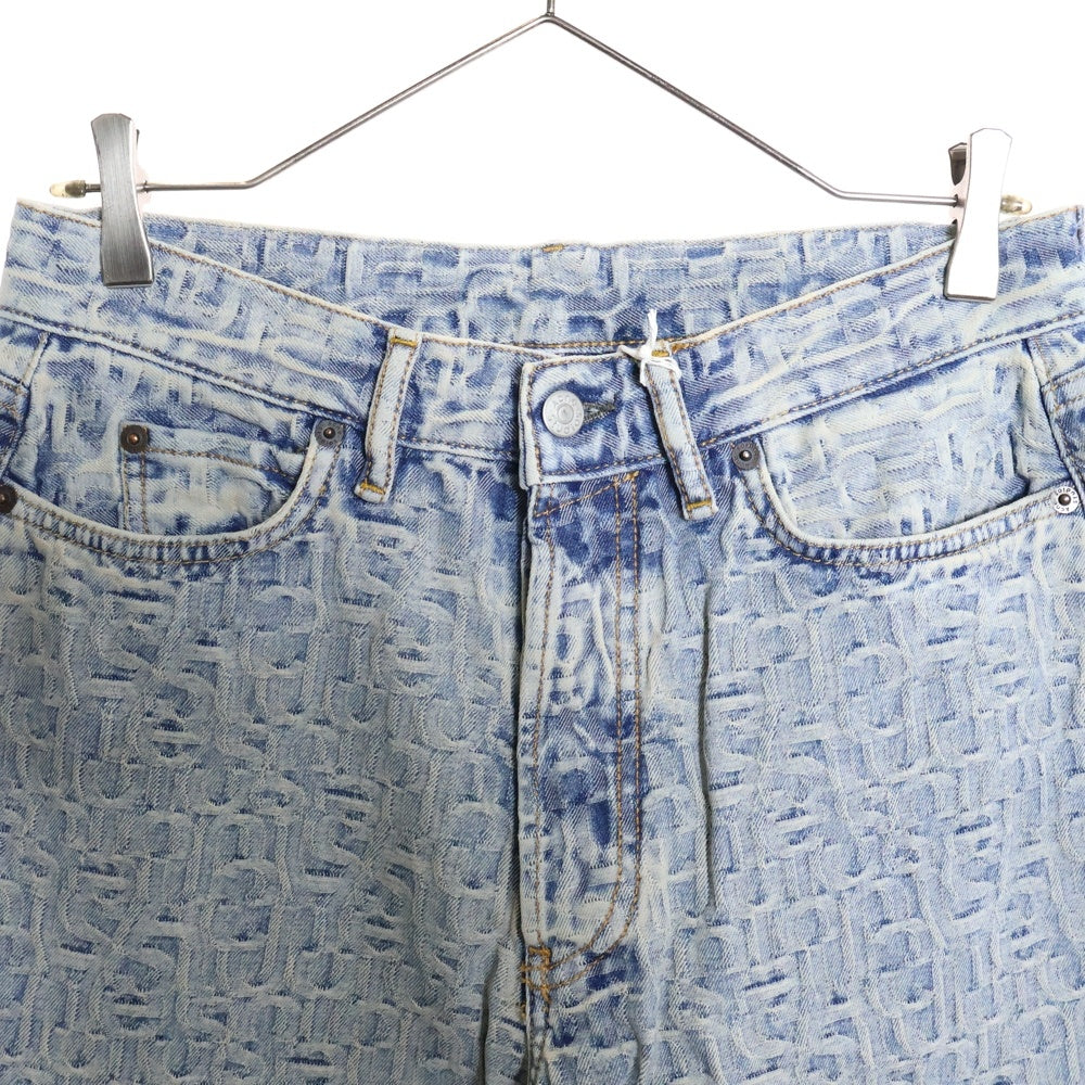 Acne Studios(アクネ ストゥディオズ) モノグラム総柄 ジャガード ルーズフィット ストレートデニムパンツ ジーンズ インディゴ B00349