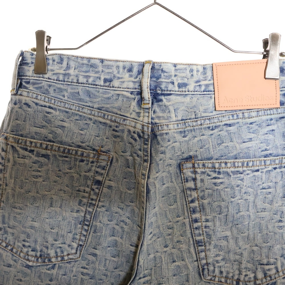 Acne Studios(アクネ ストゥディオズ) モノグラム総柄 ジャガード ルーズフィット ストレートデニムパンツ ジーンズ インディゴ B00349
