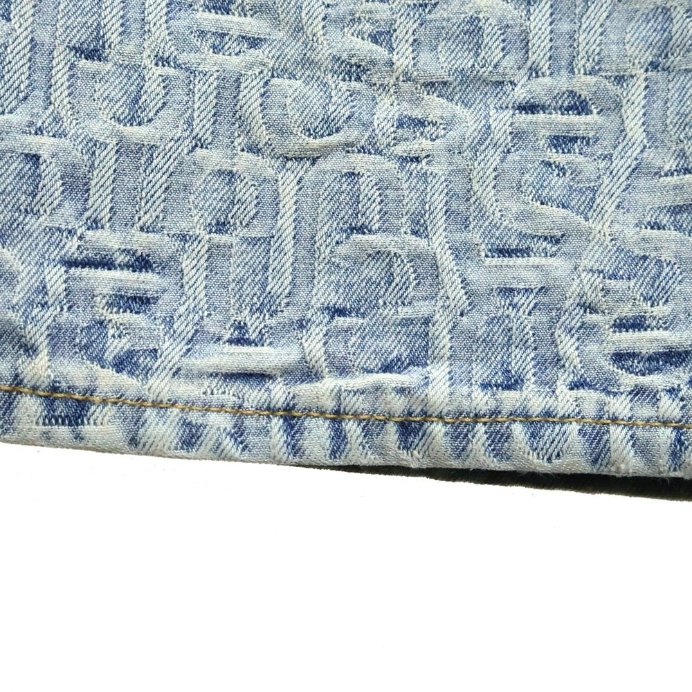 Acne Studios(アクネ ストゥディオズ) モノグラム総柄 ジャガード ルーズフィット ストレートデニムパンツ ジーンズ インディゴ B00349