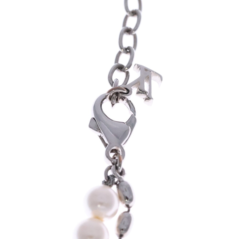 LOUIS VUITTON(ルイヴィトン) LV モノグラム パール フュージョン ネックレス ペンダント チェーン シルバー×ホワイト M01781