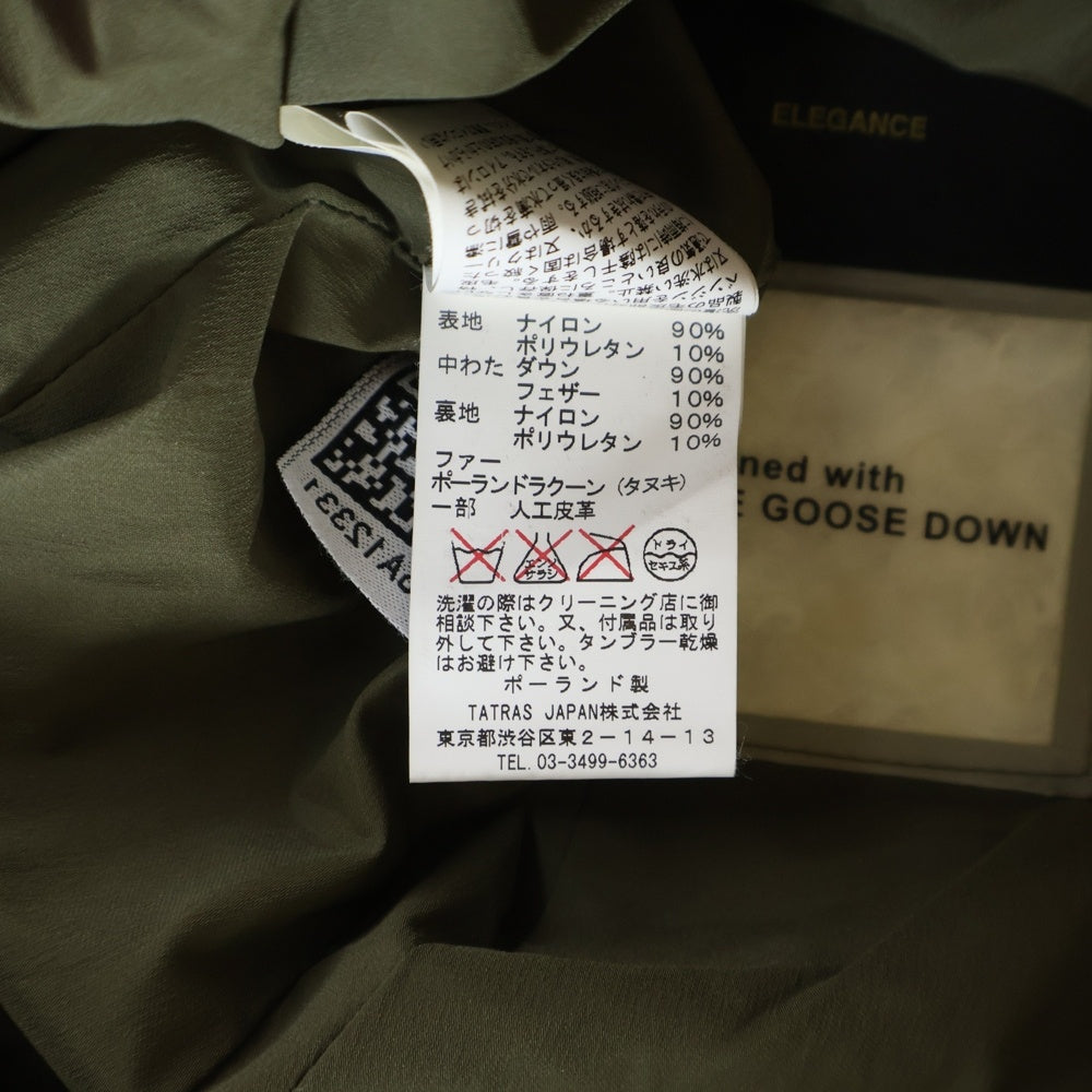 TATRAS(タトラス) CERAMICA セラミカ ファー フーデッド ジップアップ ダウン ロング ジャケット コート カーキ レディース LTA6SH4492