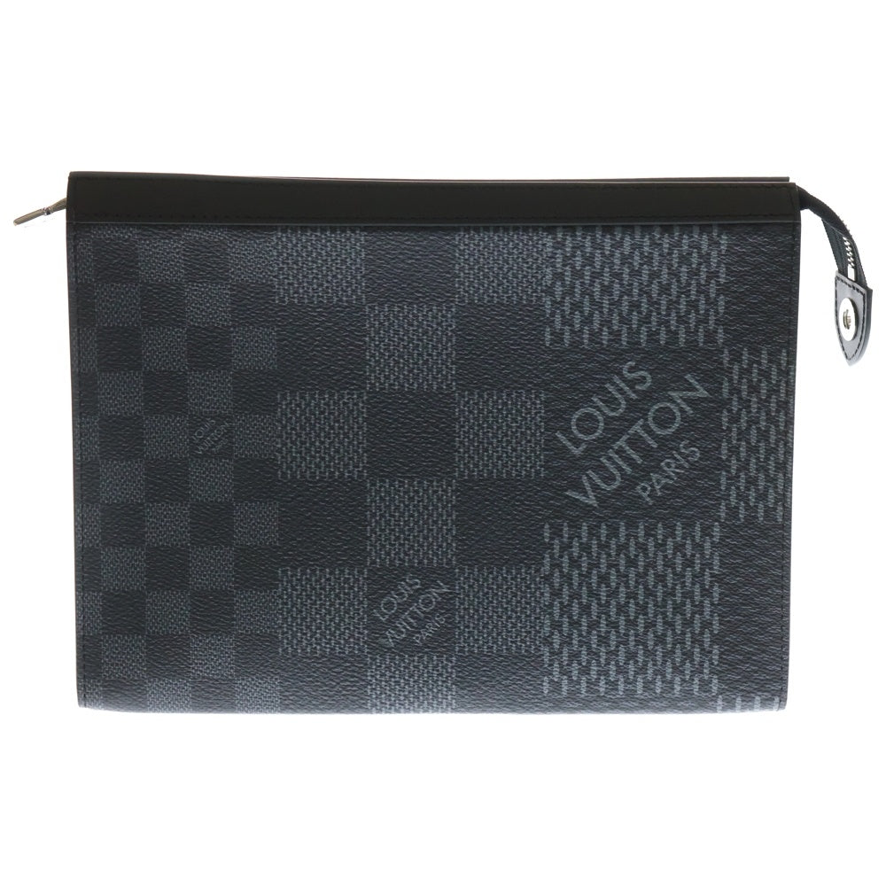 LOUIS VUITTON(ルイヴィトン) ダミエ・グラフィット ポシェット ヴォワヤージュMM クラッチバッグ セカンドバッグ ブラック レザー×PVC N60444 シルバー金具 レディース