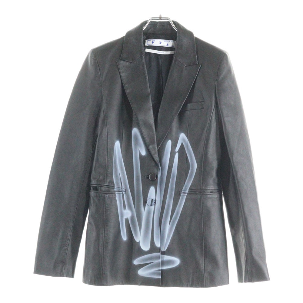 OFF-WHITE(オフホワイト) スプレーペイント レザー 2B テーラードジャケット ブラック OWJA042F20LEA001 レディース