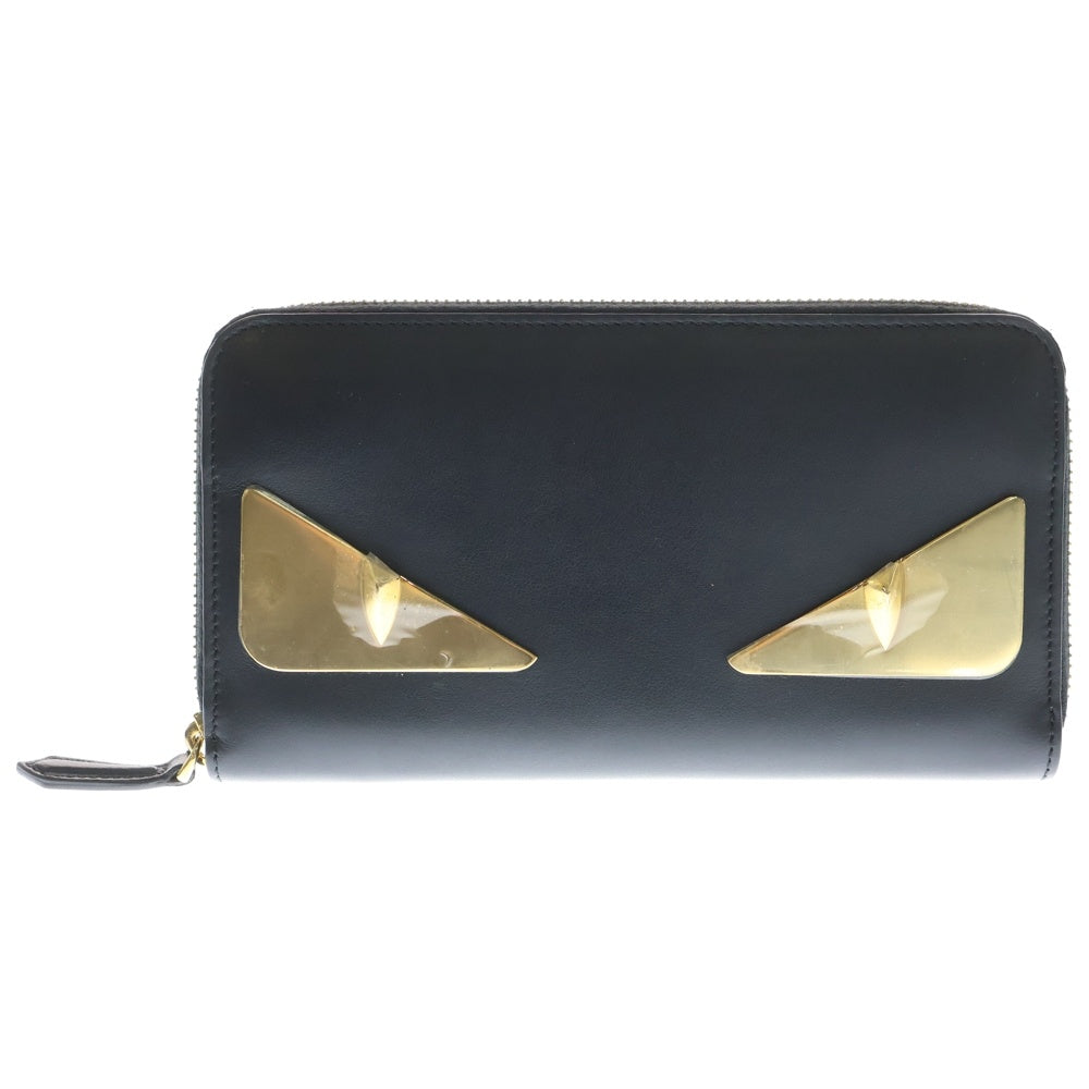 FENDI(フェンディ) モンスター ラウンドファスナー ウォレット ブラック レザー 長財布 7M0210