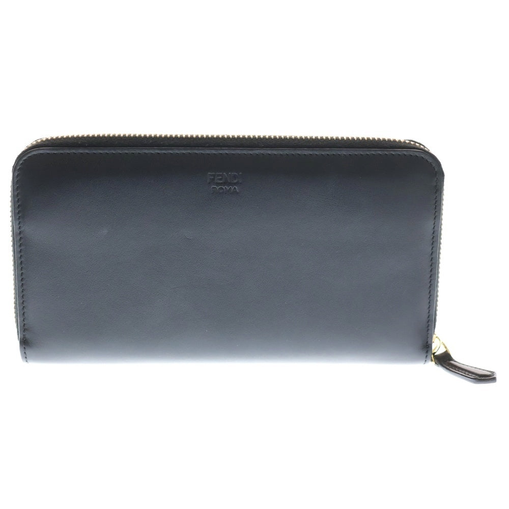 FENDI(フェンディ) モンスター ラウンドファスナー ウォレット ブラック レザー 長財布 7M0210