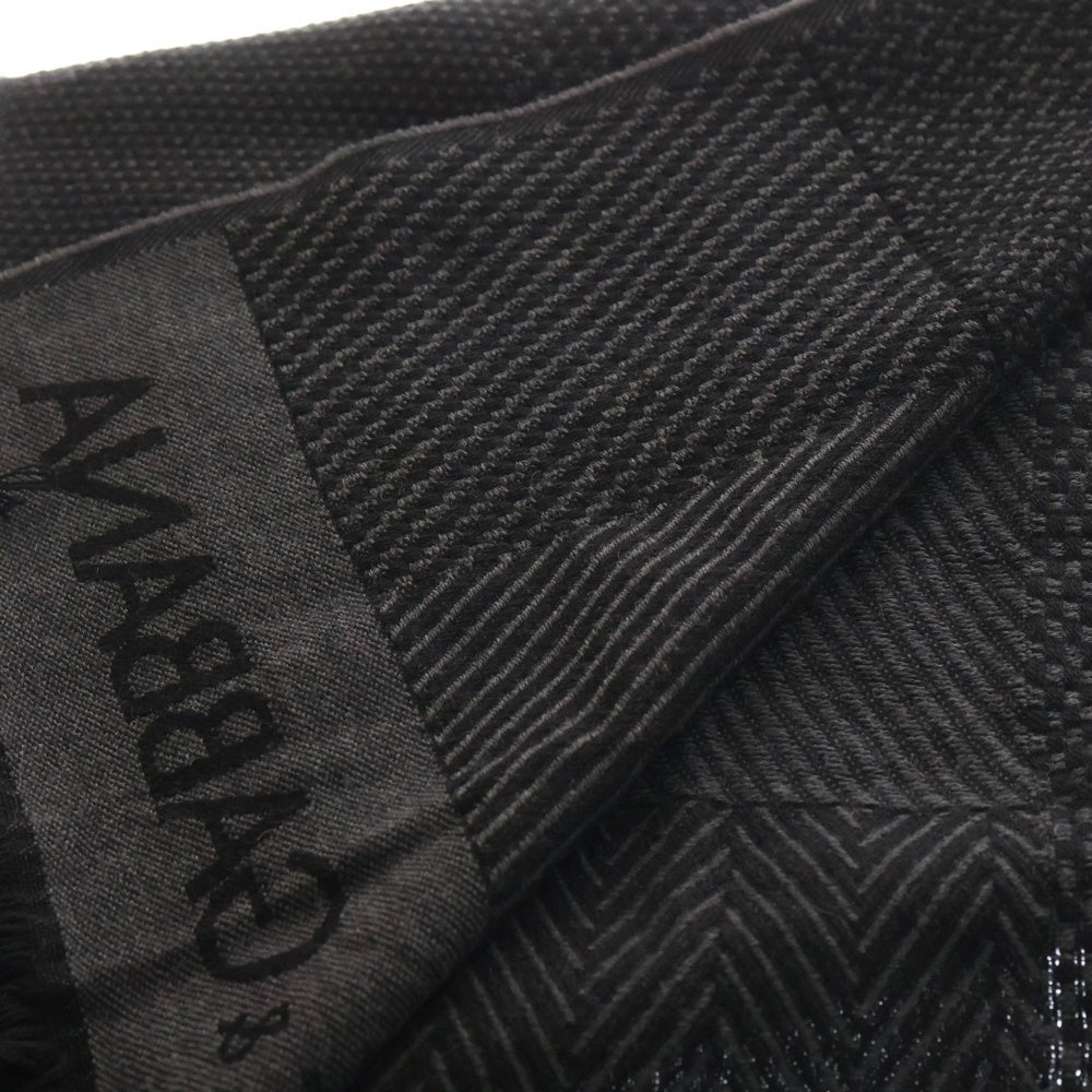 DOLCE & GABBANA(ドルチェアンドガッバーナ) ロゴ 総柄ジャガード ウール ニット フリンジマフラー ブラック/グレー レディース