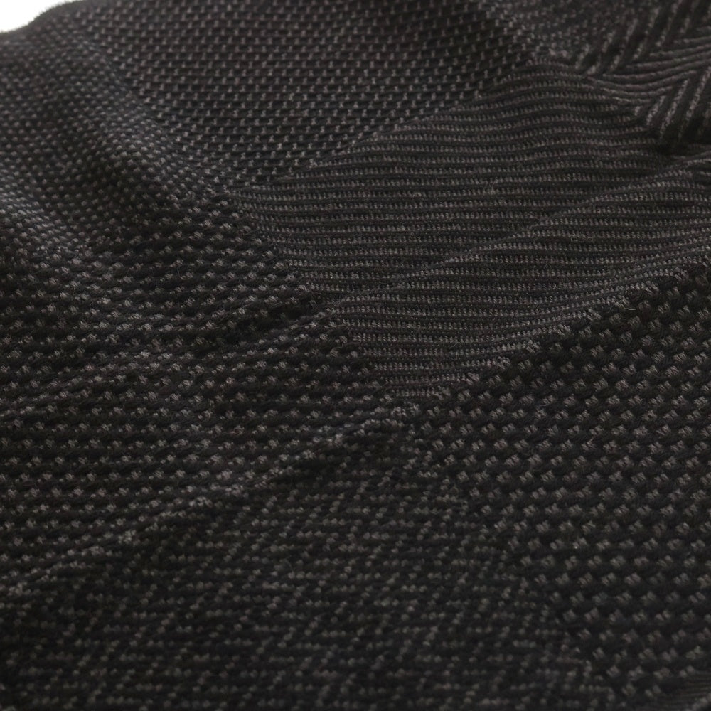 DOLCE & GABBANA(ドルチェアンドガッバーナ) ロゴ 総柄ジャガード ウール ニット フリンジマフラー ブラック/グレー レディース