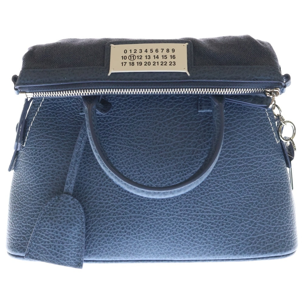 Maison Martin Margiela(メゾンマルタンマルジェラ) 5AC ミニ 2WAY レザー ショルダー ハンドバッグ ブルー ショルダーバッグ シルバー金具