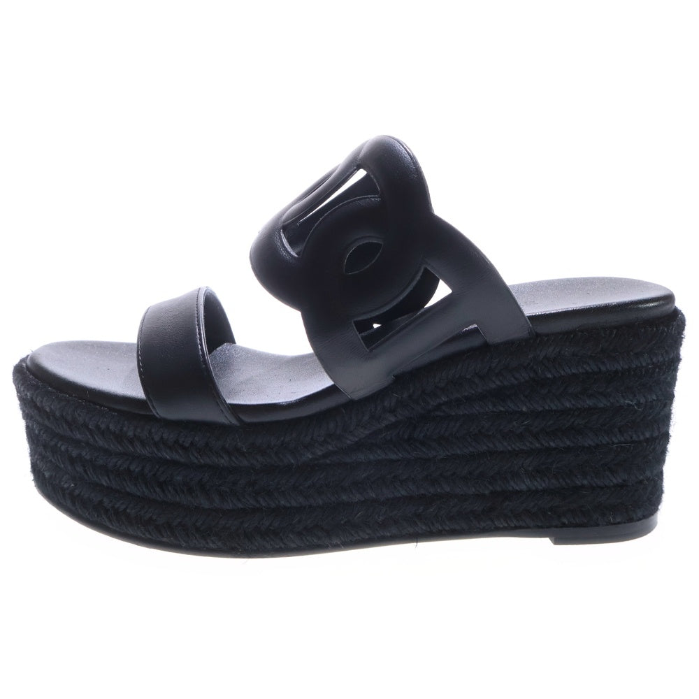 HERMES(エルメス) イテア 30 シェーヌダンクル エスパドリーユ 厚底サンダル シューズ ブラック レディース