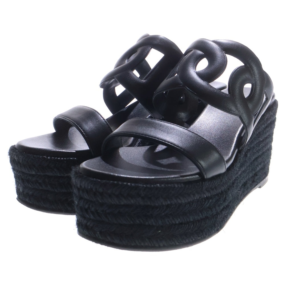 HERMES(エルメス) イテア 30 シェーヌダンクル エスパドリーユ 厚底サンダル シューズ ブラック レディース