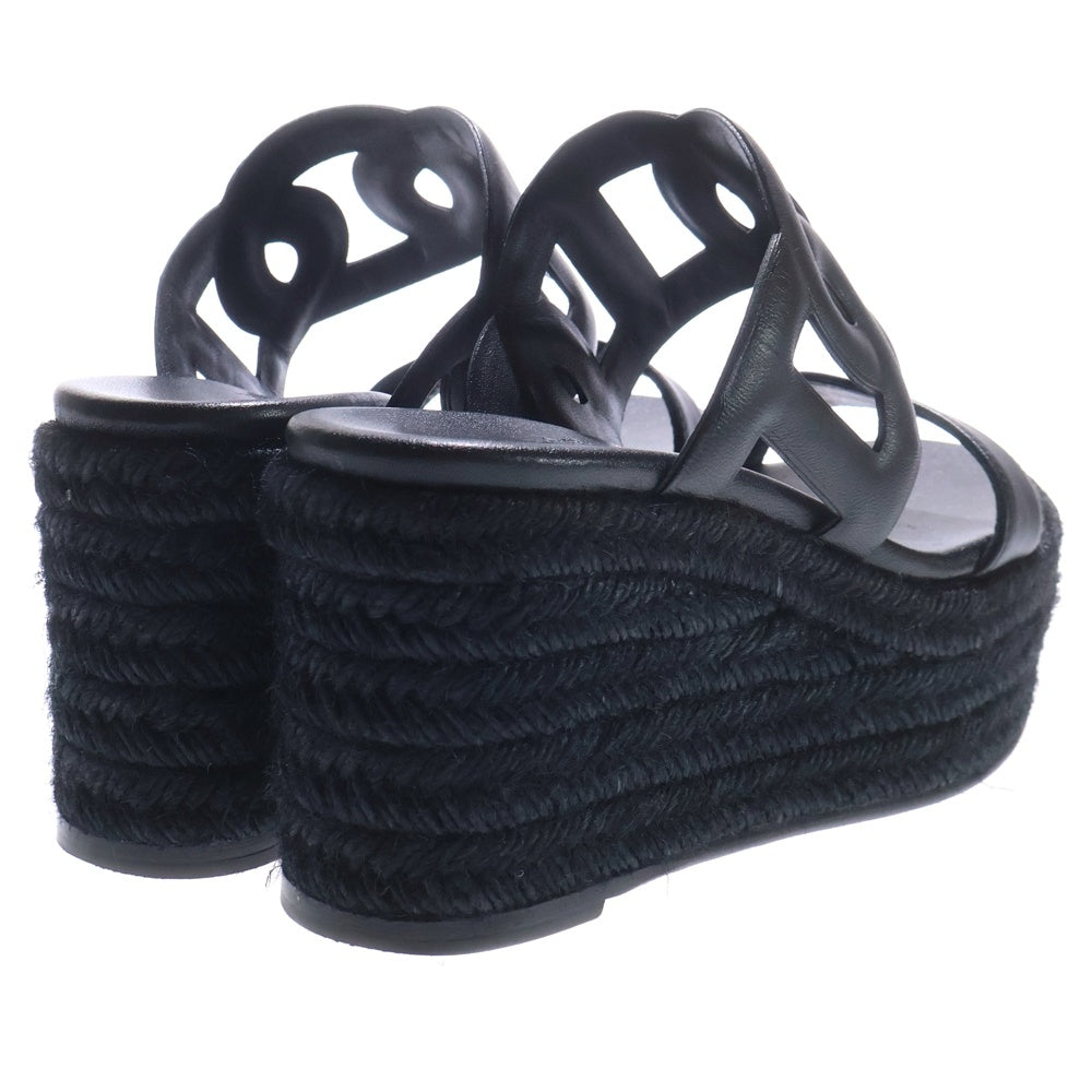 HERMES(エルメス) イテア 30 シェーヌダンクル エスパドリーユ 厚底サンダル シューズ ブラック レディース