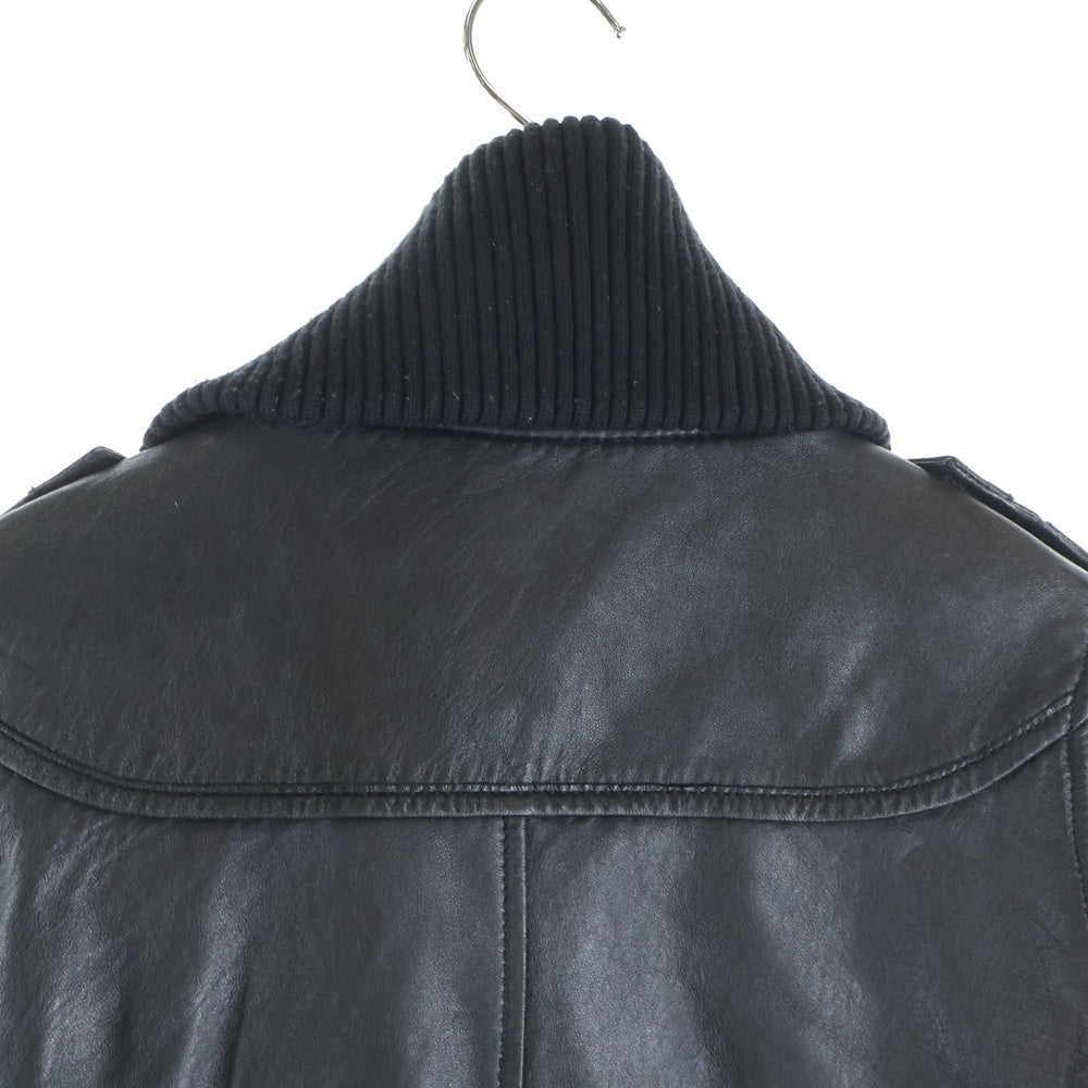 AVIREX(アヴィレックス) ラムレザー 襟リブレザーブルゾン ブラック 6281006