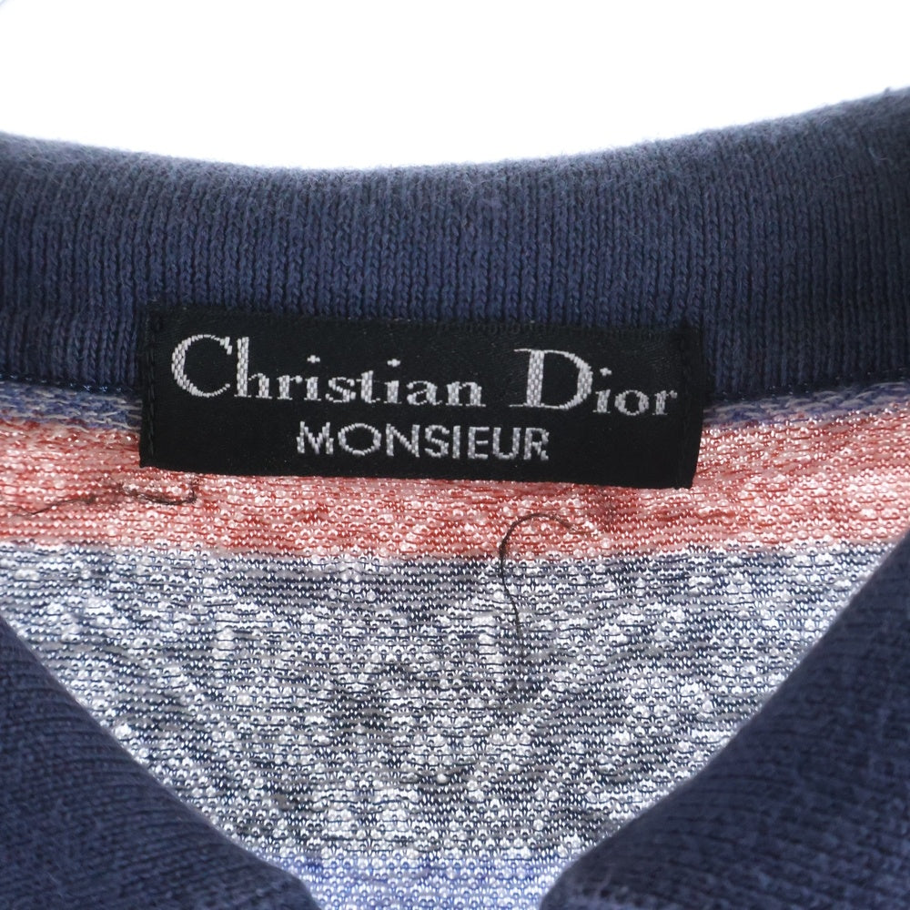 Christian Dior(クリスチャンディオール) 総柄プリントボーダーポロシャツ
