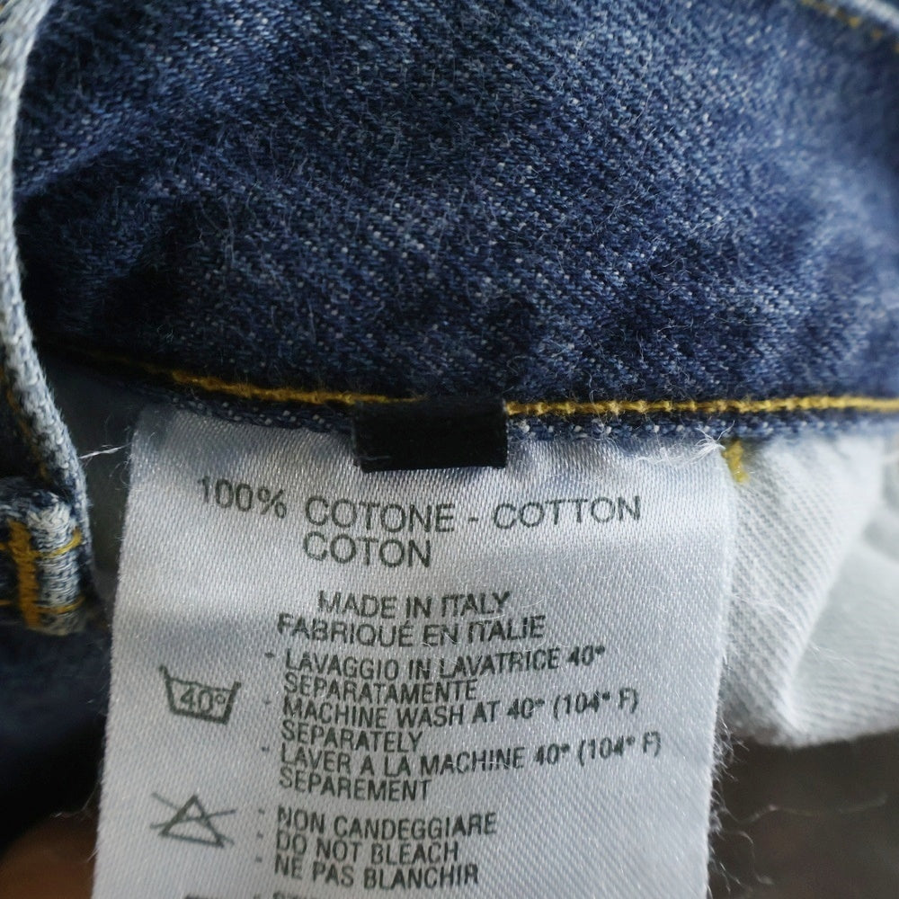 GUCCI(グッチ) ロゴレザーパッチストレートウォッシュデニムパンツ インディゴ