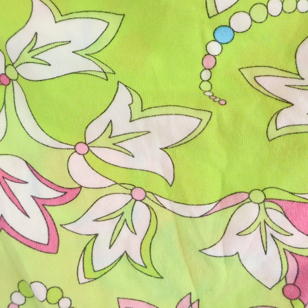 EMILIO PUCCI(エミリオプッチ) プッチ総柄プリント ノースリーブ Tシャツ カットソー ピンク/ライトグリーン レディース