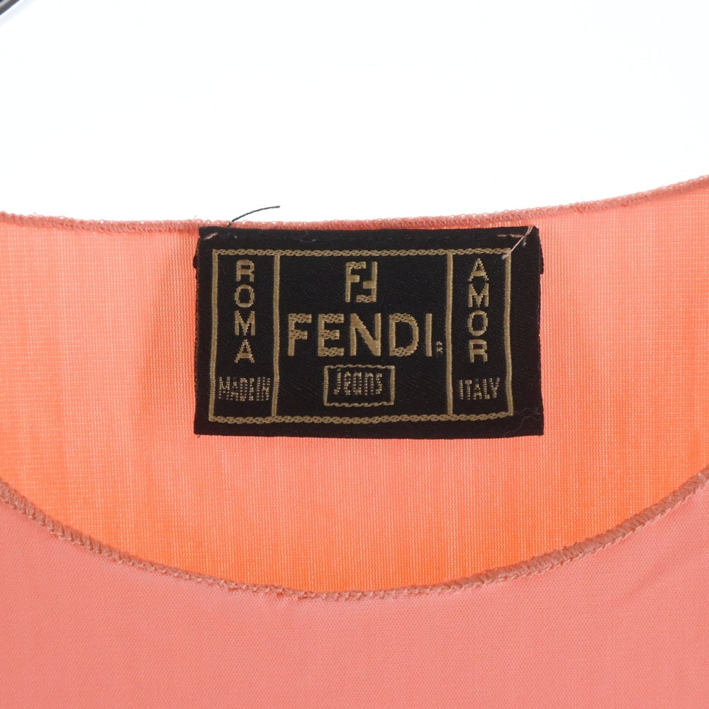 FENDI(フェンディ) ロゴプリント クルーネック 半袖Tシャツ カットソー ピンク レディース