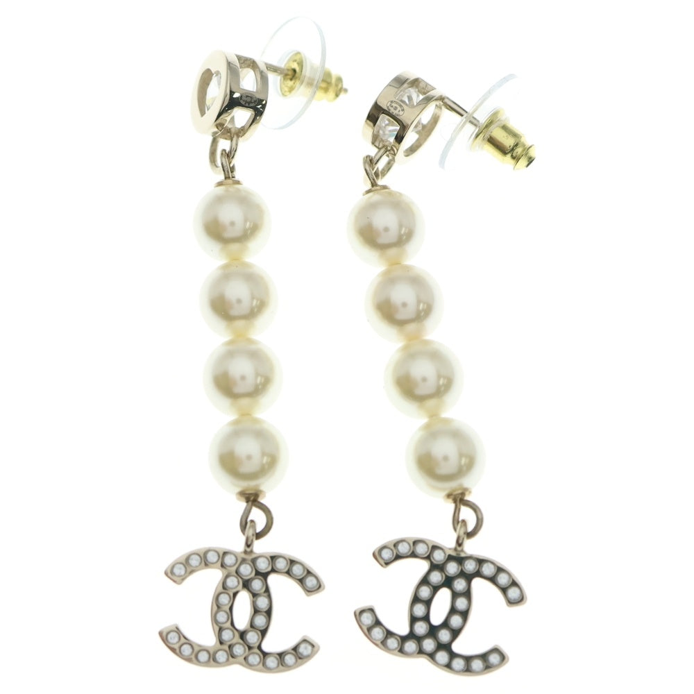 CHANEL(シャネル) ココマーク ラインストーン パール ドロップ スイング ハート ピアス レディース B24B