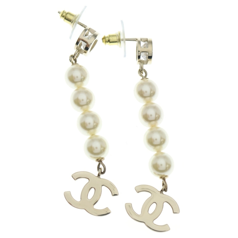 CHANEL(シャネル) ココマーク ラインストーン パール ドロップ スイング ハート ピアス レディース B24B