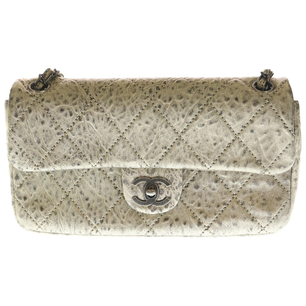 CHANEL(シャネル) マトラッセ25 チェーンショルダーバック ハンドバッグ シャンパンゴールド カーフスキン アンティークシルバー金具 レディース